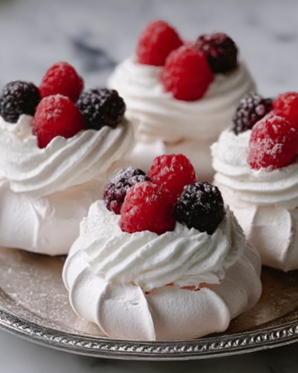 Toasted Coconut Mini Pavlovas with Coconut Custard Recipe - Recipe Image