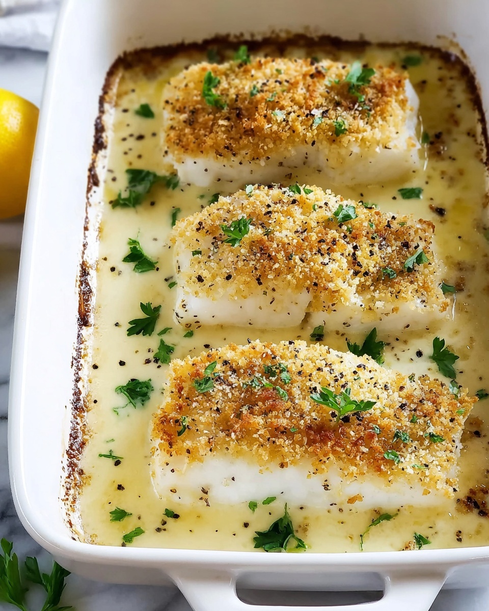 Creamy Lemon Garlic Baked Cod Recipe - Recipe Image