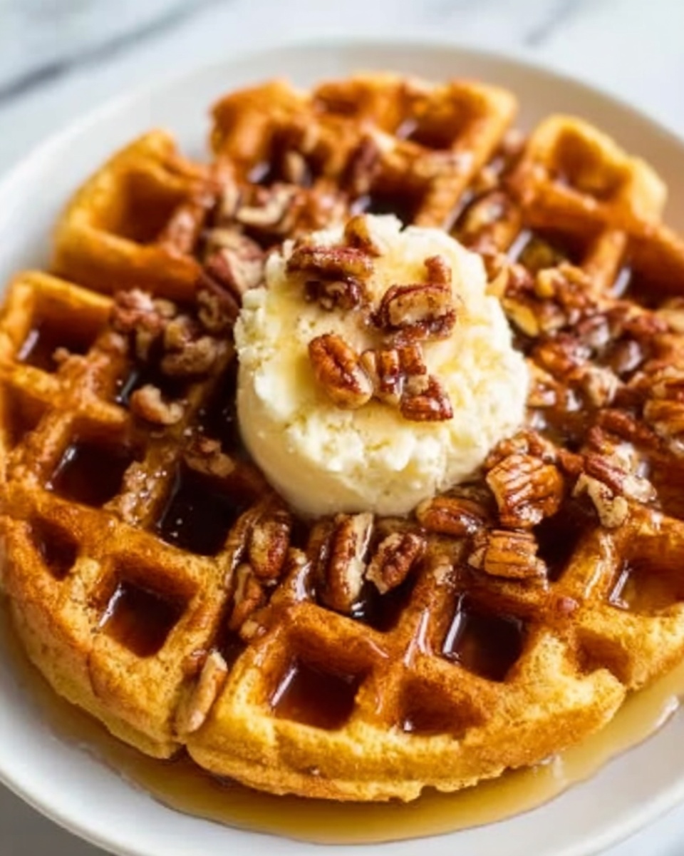 Spiced Pumpkin Waffles with Brown Butter Maple Syrup Recipe - Recipe Image