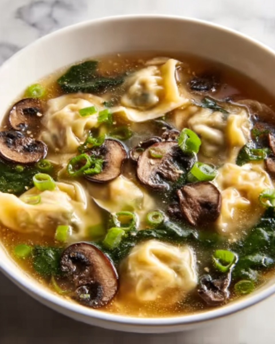 Potsticker Soup with Mushrooms and Bok Choy Recipe - Recipe Image
