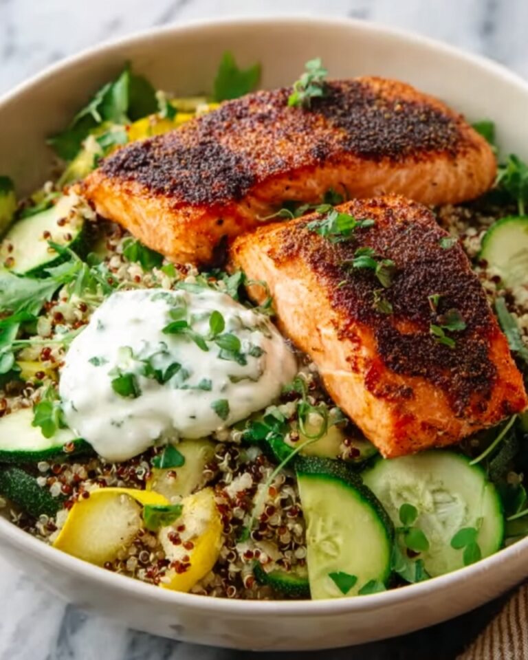 Honey Harissa Salmon Quinoa Bowls Recipe