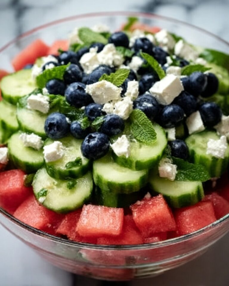 Watermelon Feta Salad with Cucumber and Blueberries Recipe