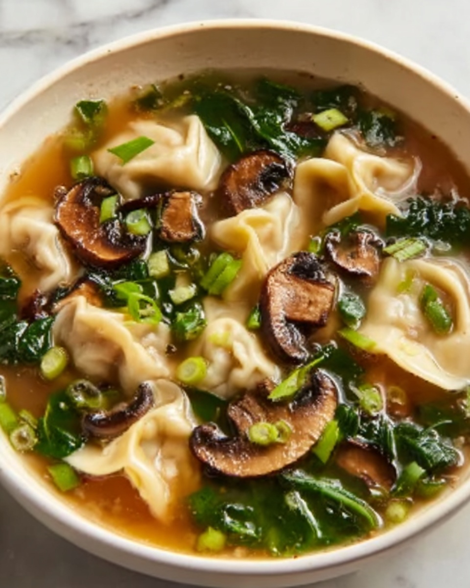 Potsticker Soup with Mushrooms and Bok Choy Recipe - Recipe Image