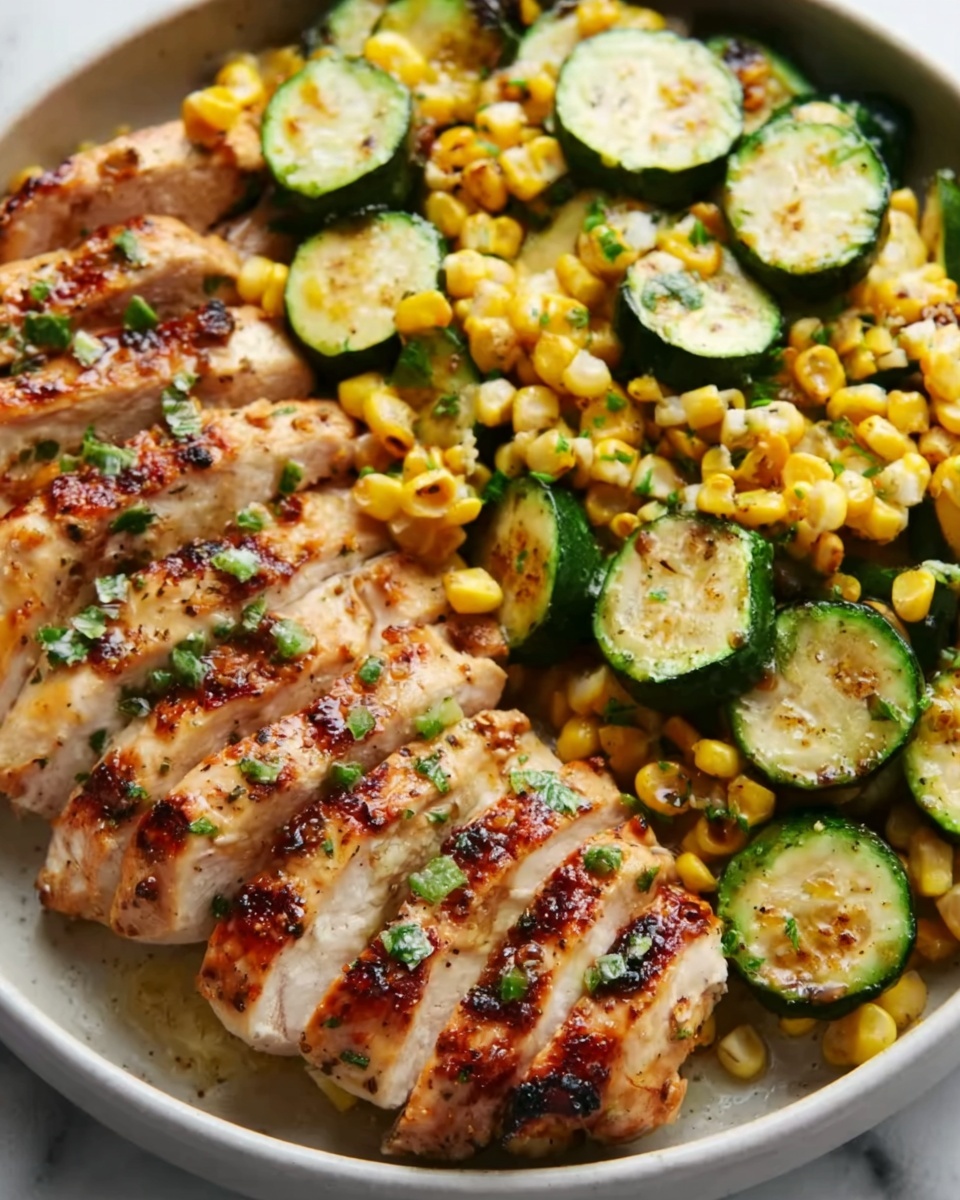 Garlic Butter Chicken with Zucchini & Corn Recipe - Recipe Image