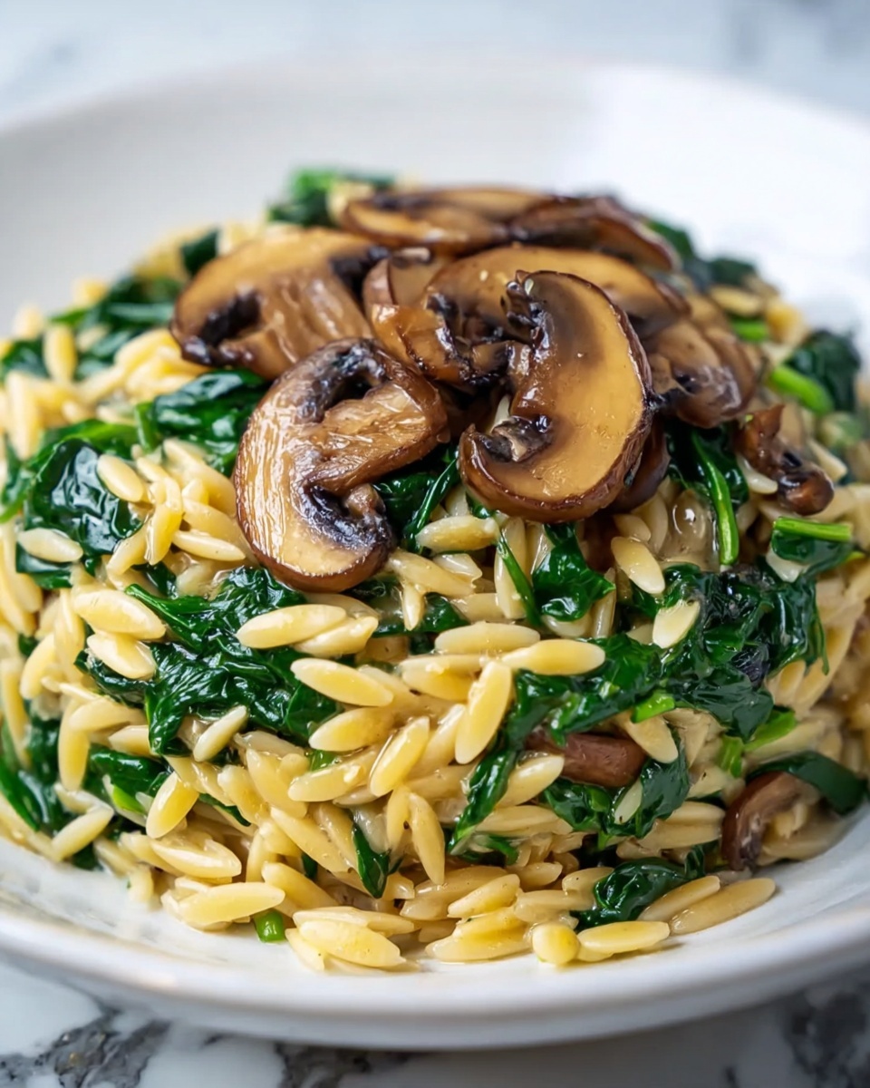 Easy Orzo Pasta with Mushrooms & Spinach Recipe - Recipe Image