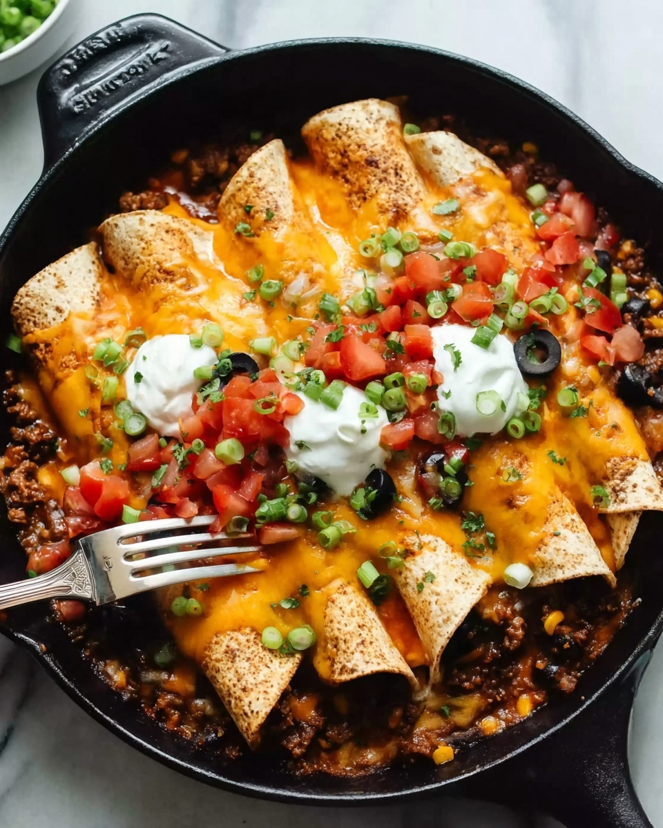 Beef Skillet Enchiladas (Easy One-Pan Recipe) Recipe - Recipe Image