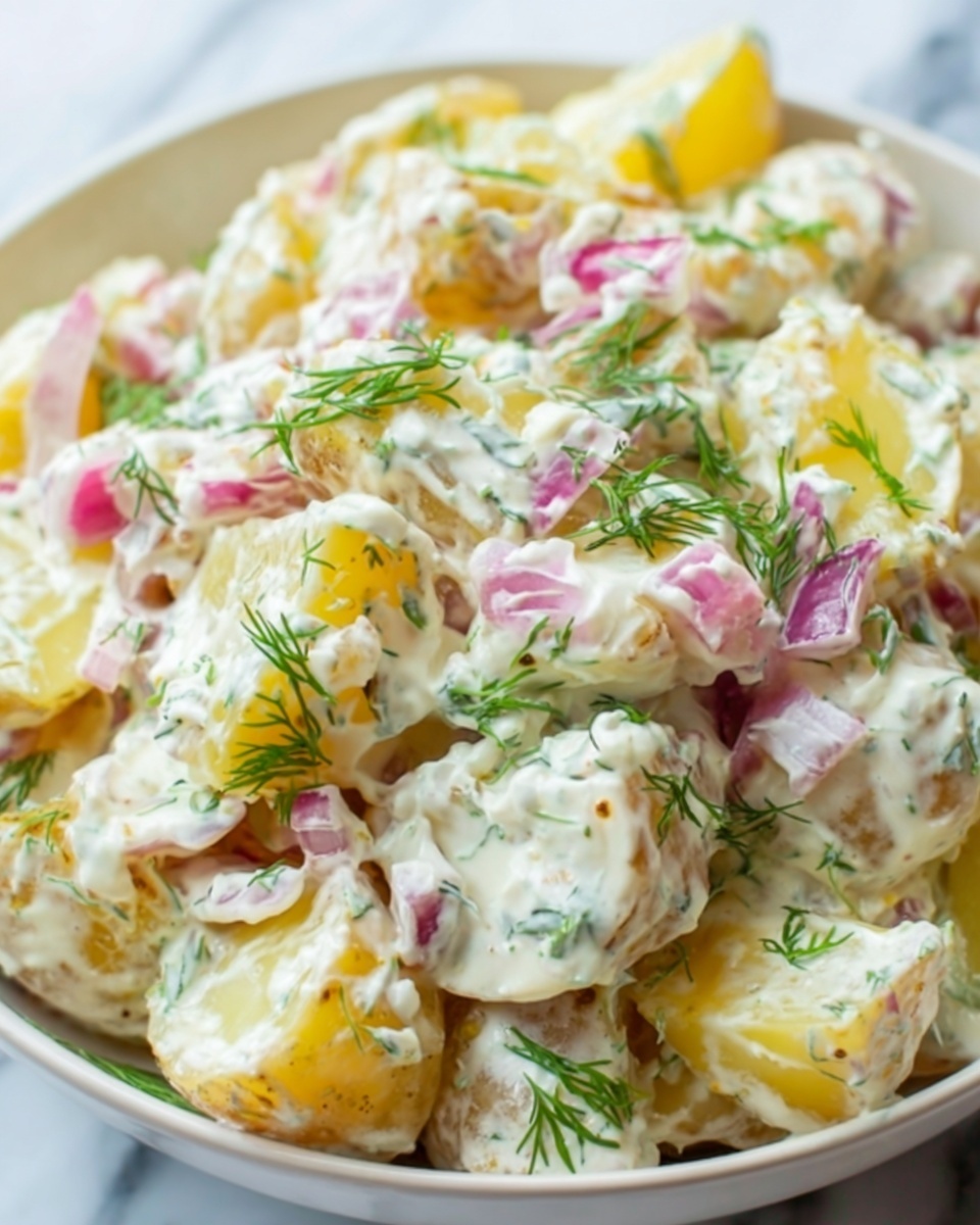 Smashed Roasted Potato Salad with Dill Pickles and Capers Recipe - Recipe Image