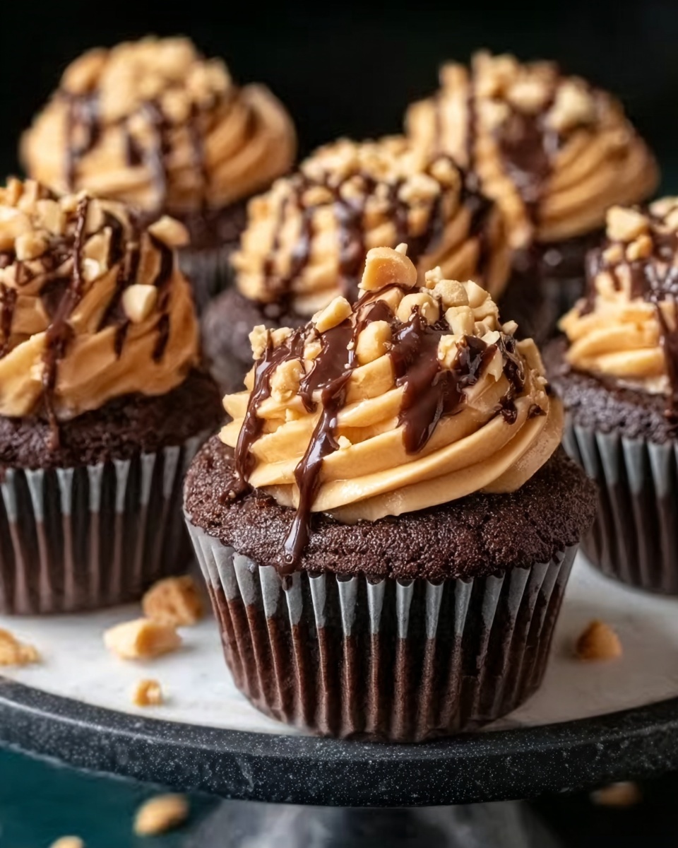 Gooey Chocolate Peanut Butter Cupcakes Recipe - Recipe Image