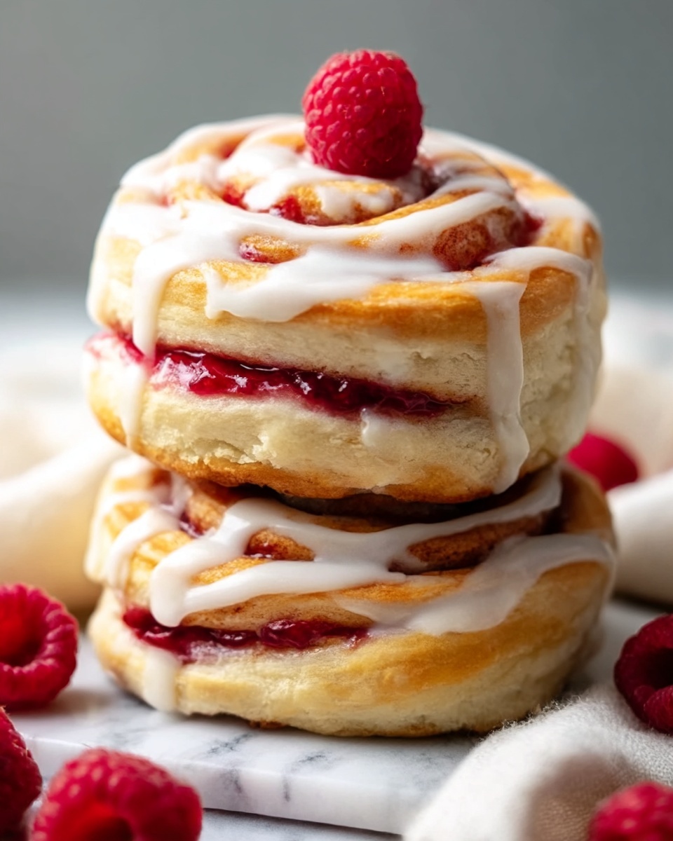 Raspberry Cinnamon Rolls with Lemon Glaze Recipe - Recipe Image
