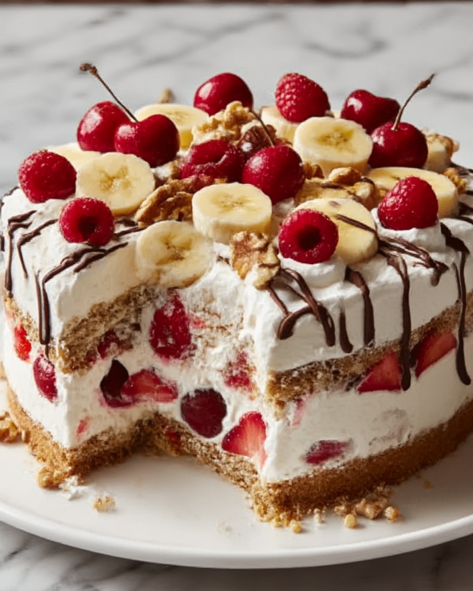 No-Bake Banana Split Cake Recipe - Recipe Image