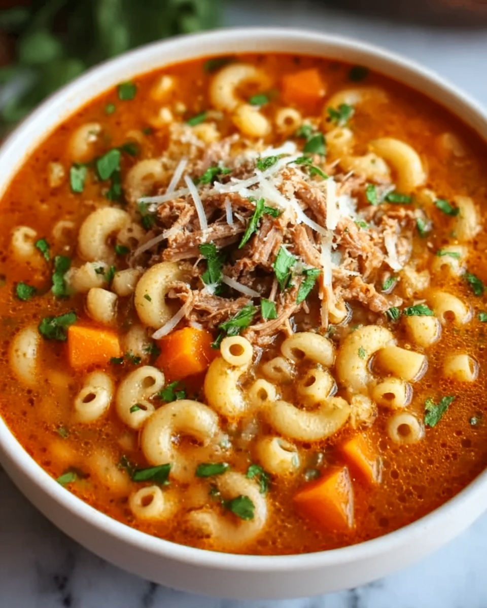 Beef & Tomato Macaroni Soup Recipe - Recipe Image