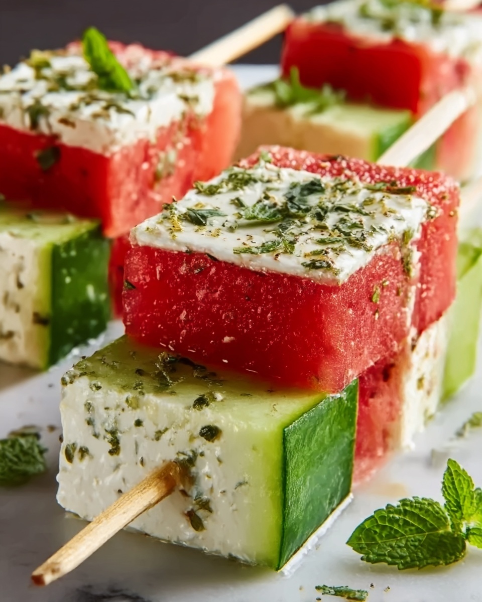 Watermelon Cucumber Feta Skewers: The Best 10-Minute Appetizer Recipe - Recipe Image