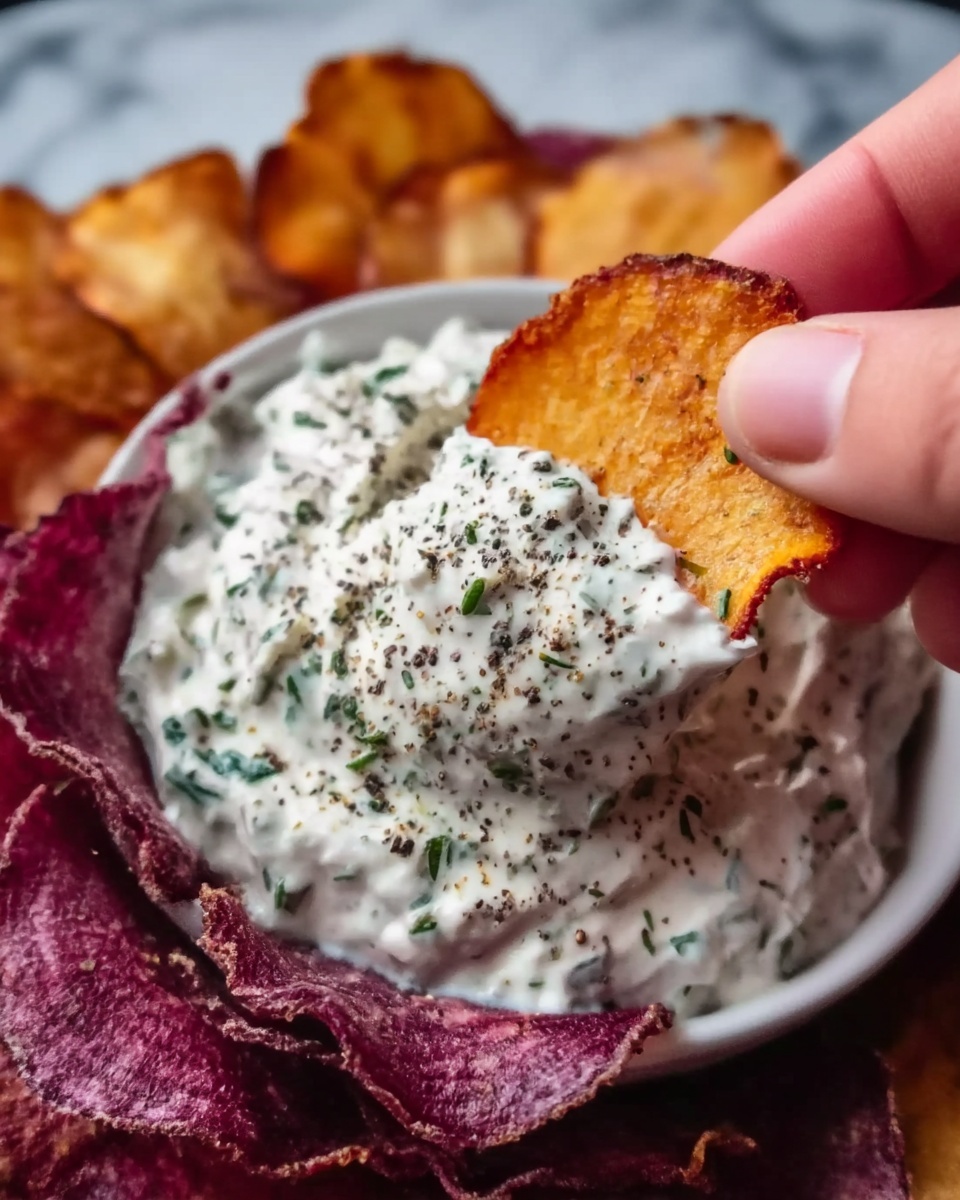 Roasted Beet Chips with Whipped Feta Dip Recipe - Recipe Image