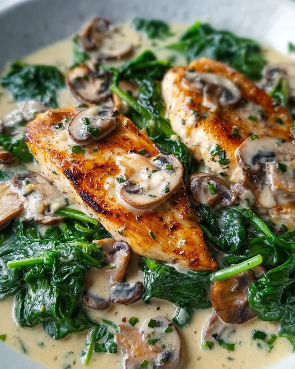 Creamy Parmesan Chicken with Spinach and Mushrooms Recipe - Recipe Image