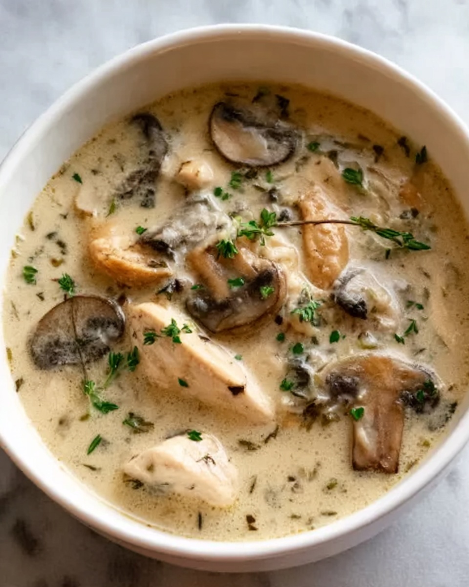 Creamy Mushroom Chicken and Wild Rice Soup Recipe - Recipe Image