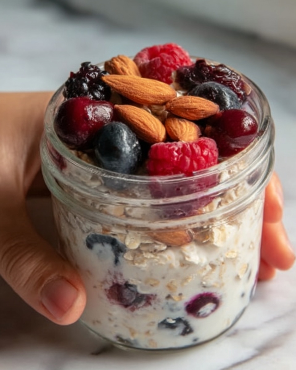 Berry Cherry Almond Overnight Oats Recipe - Recipe Image