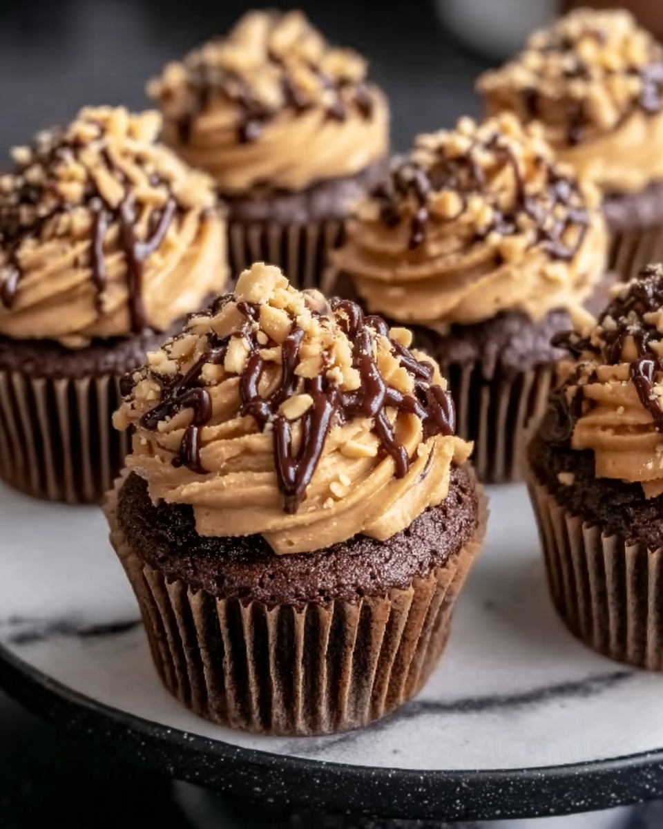 Gooey Chocolate Peanut Butter Cupcakes Recipe - Recipe Image