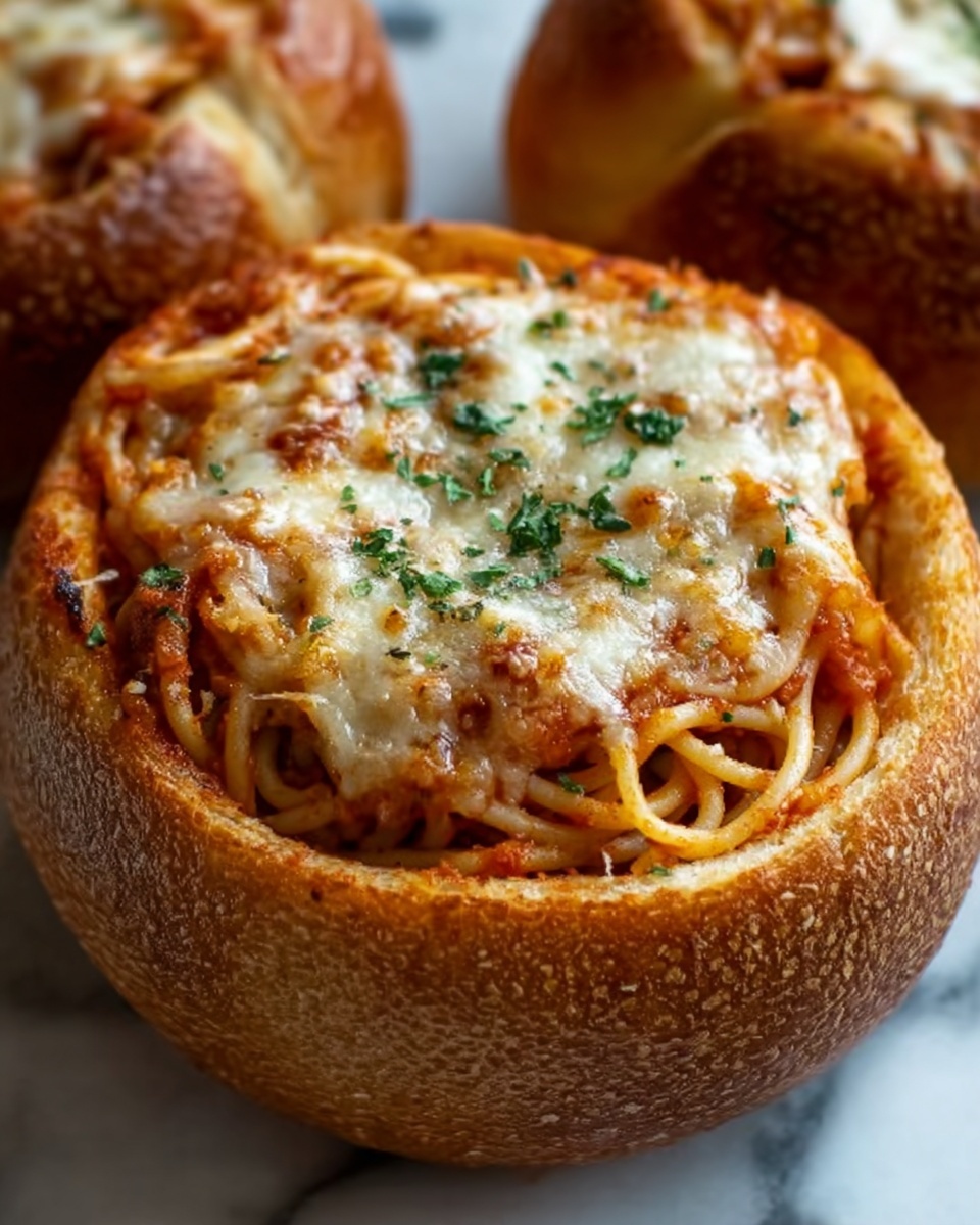 Spaghetti Garlic Bread Bowls: A Delicious Twist on Classic Comfort Food Recipe - Recipe Image
