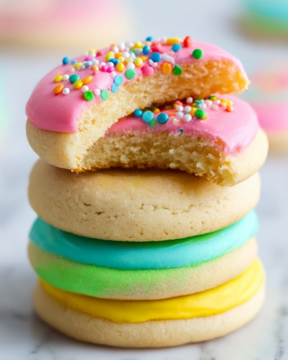 Easter Sugar Cookies with Colorful Icing and Sprinkles Recipe - Recipe Image