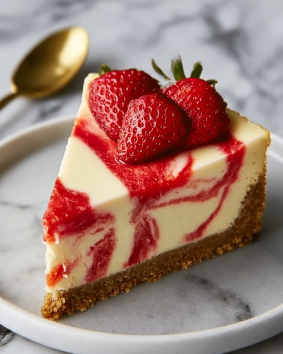 Strawberry Swirl Cheesecake Recipe - Recipe Image