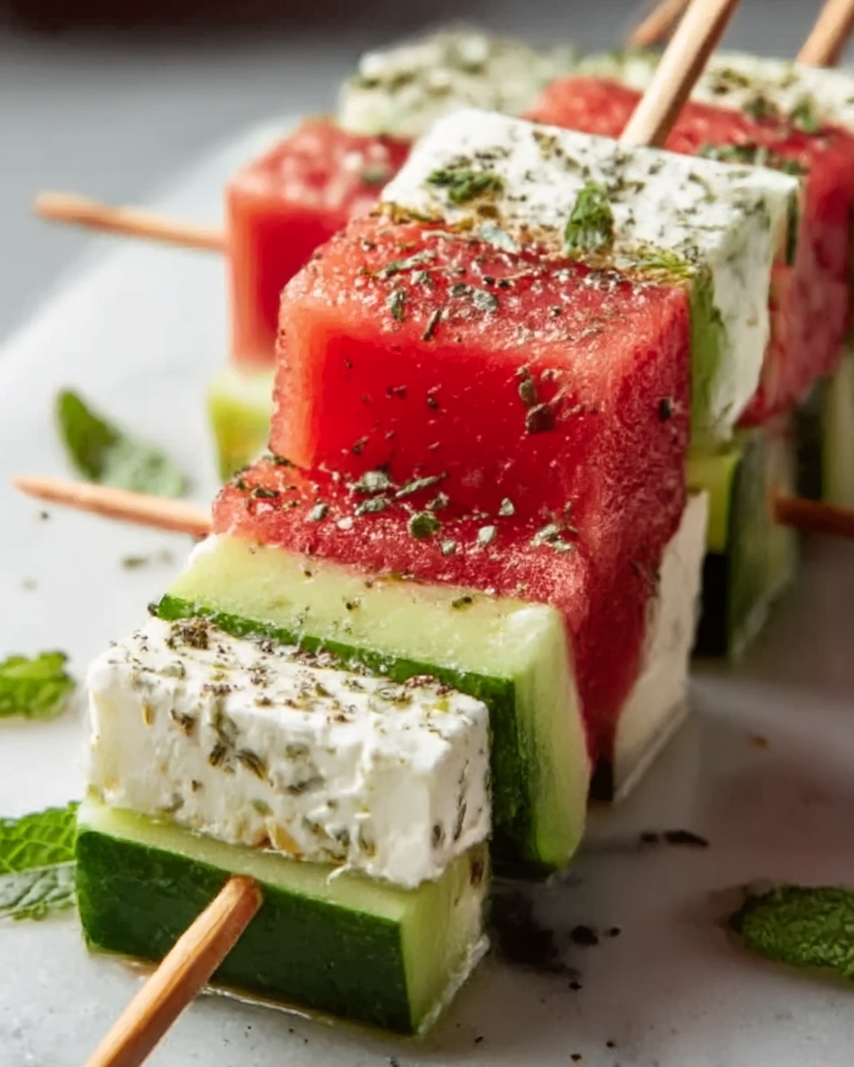Watermelon Cucumber Feta Skewers: The Best 10-Minute Appetizer Recipe - Recipe Image
