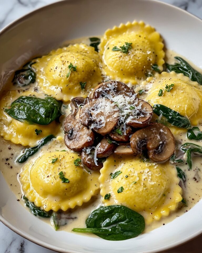Spinach Mushroom Alfredo Ravioli Recipe