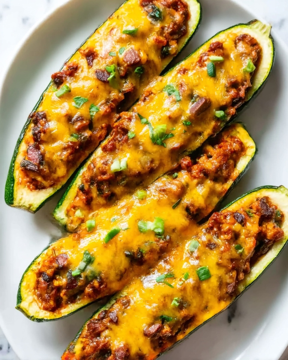 Cheesy BBQ Chicken Stuffed Zucchini Boats Recipe - Recipe Image