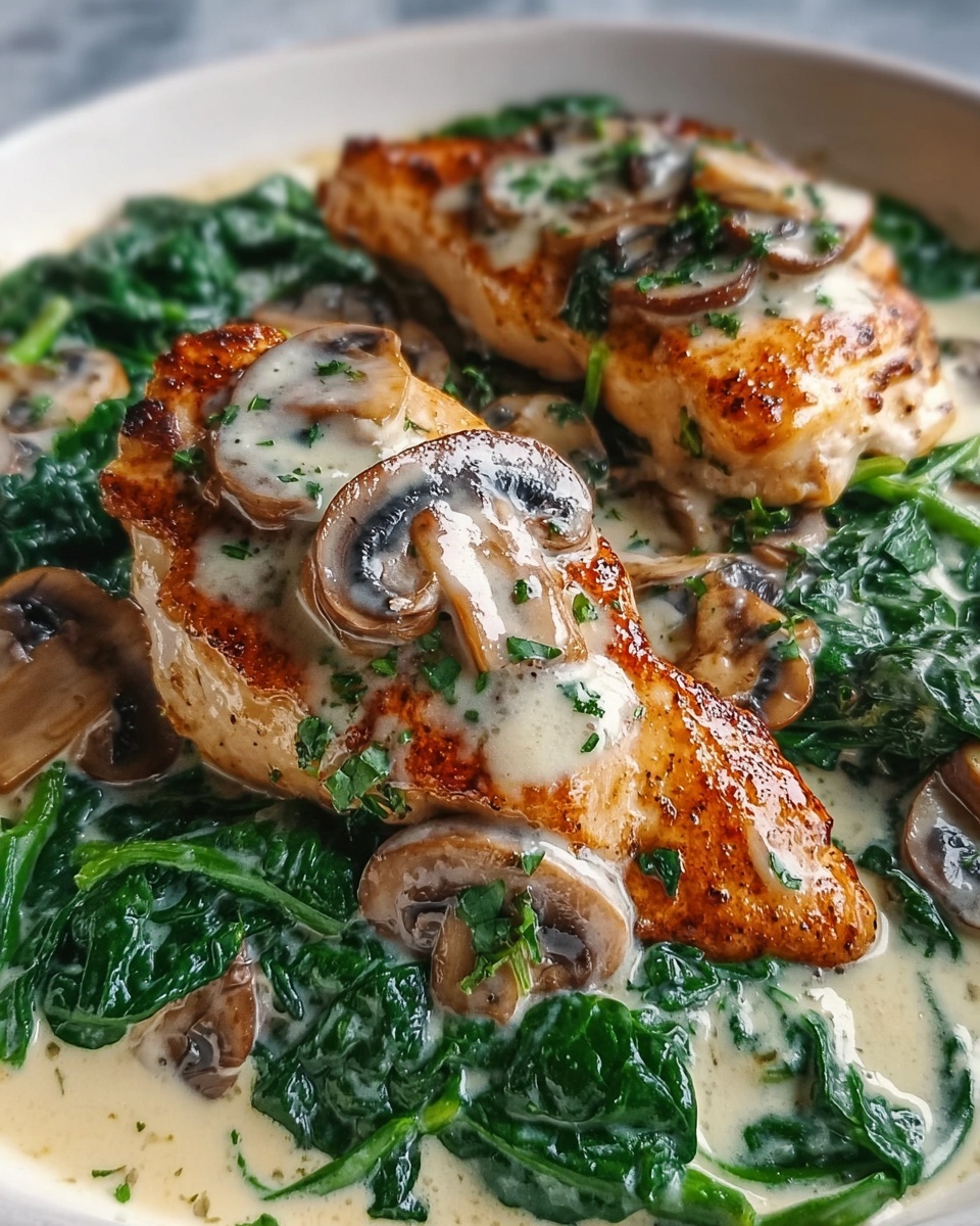 Creamy Parmesan Chicken with Spinach and Mushrooms Recipe - Recipe Image