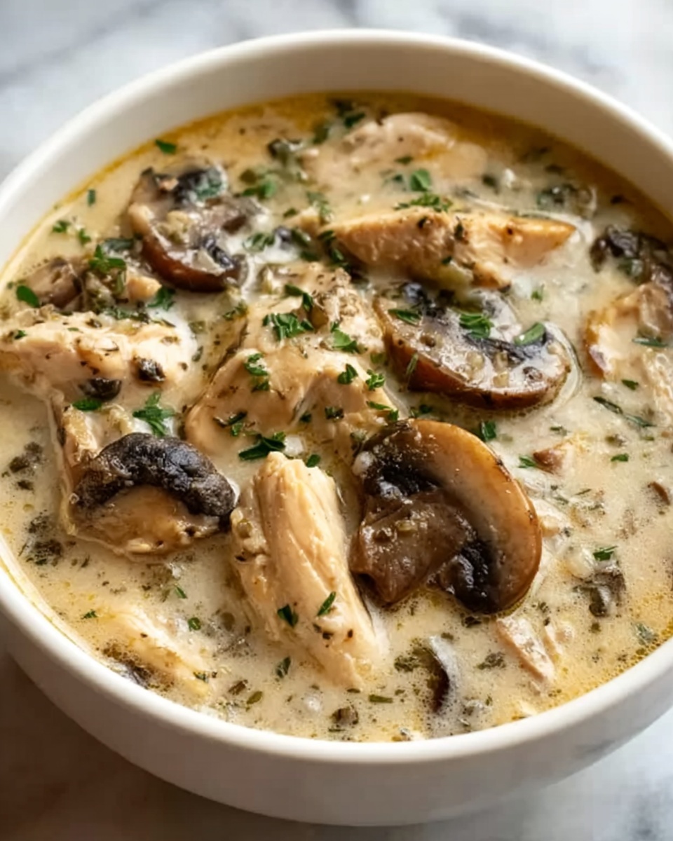 Creamy Mushroom Chicken and Wild Rice Soup Recipe - Recipe Image