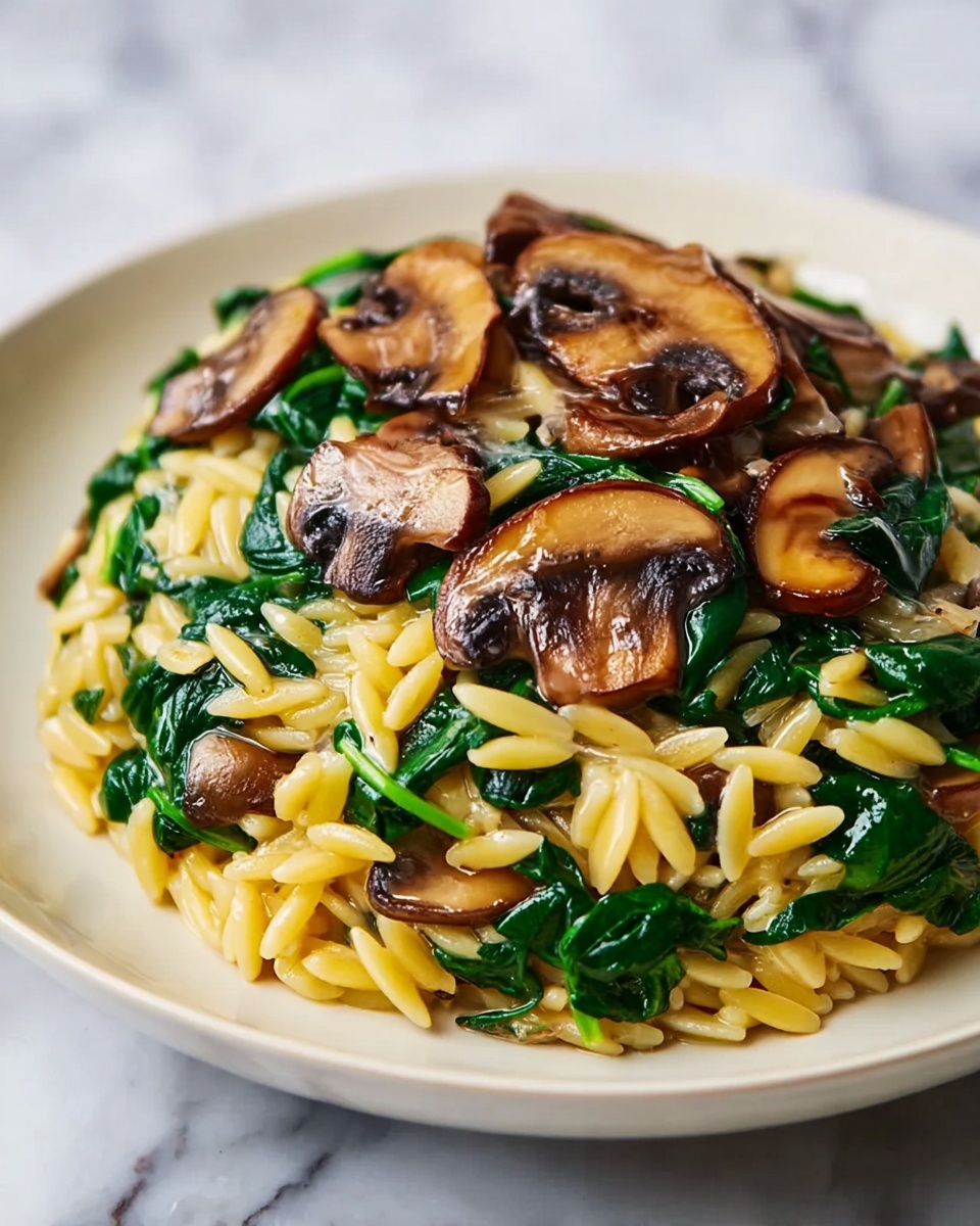 Easy Orzo Pasta with Mushrooms & Spinach Recipe - Recipe Image
