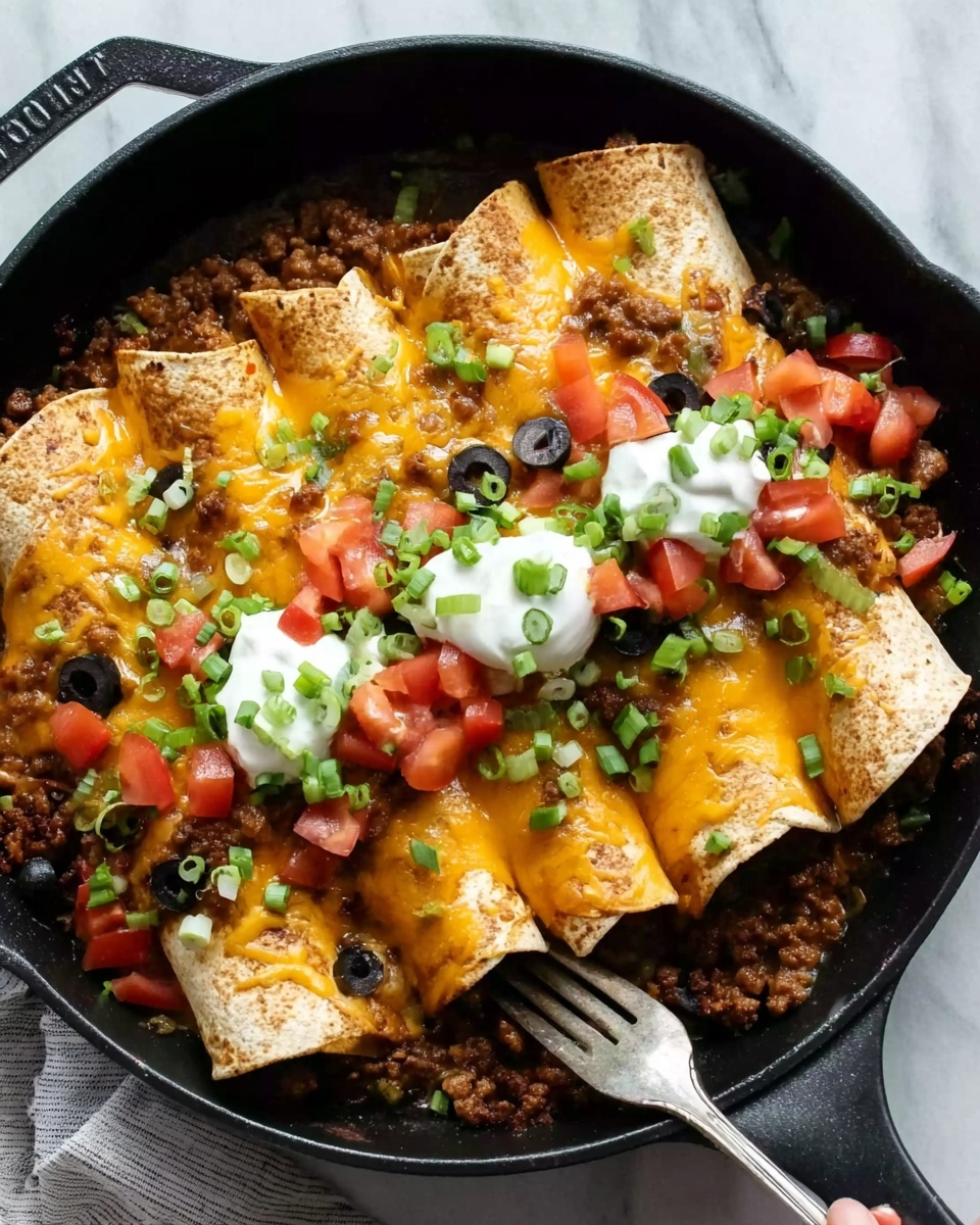Beef Skillet Enchiladas (Easy One-Pan Recipe) Recipe - Recipe Image