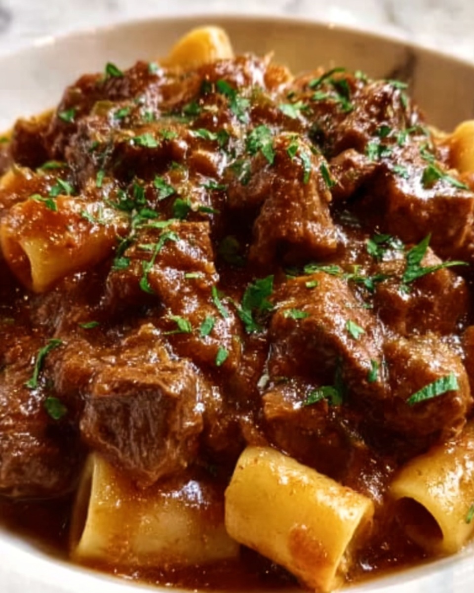 Creamy Garlic Beef Pasta Recipe - Recipe Image