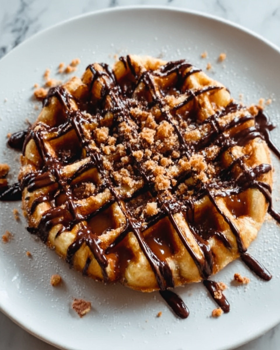 Crispy Homemade Funnel Cake with Chocolate Drizzle Recipe - Recipe Image