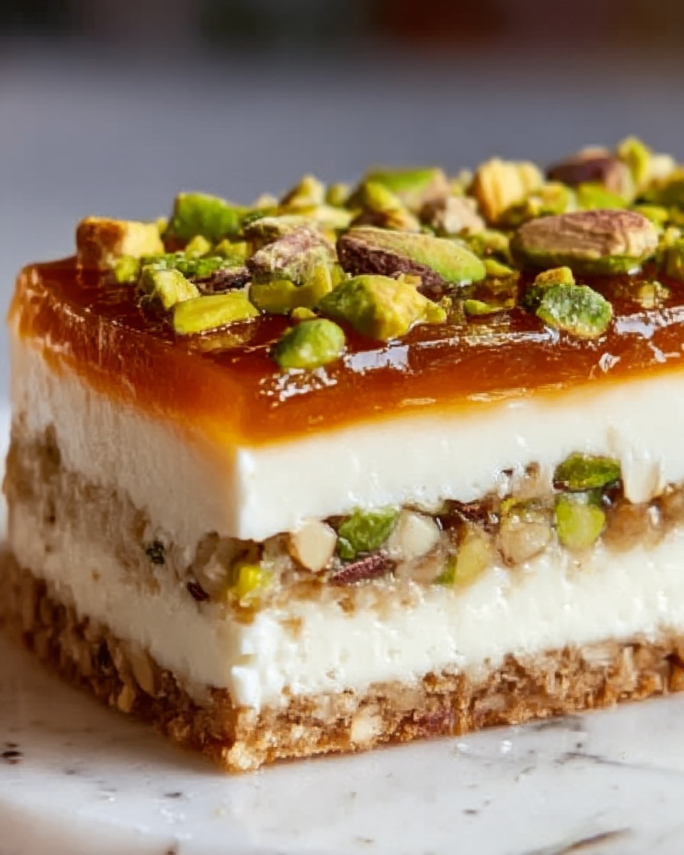 Honey Pistachio Baklava Cheesecake Recipe - Recipe Image