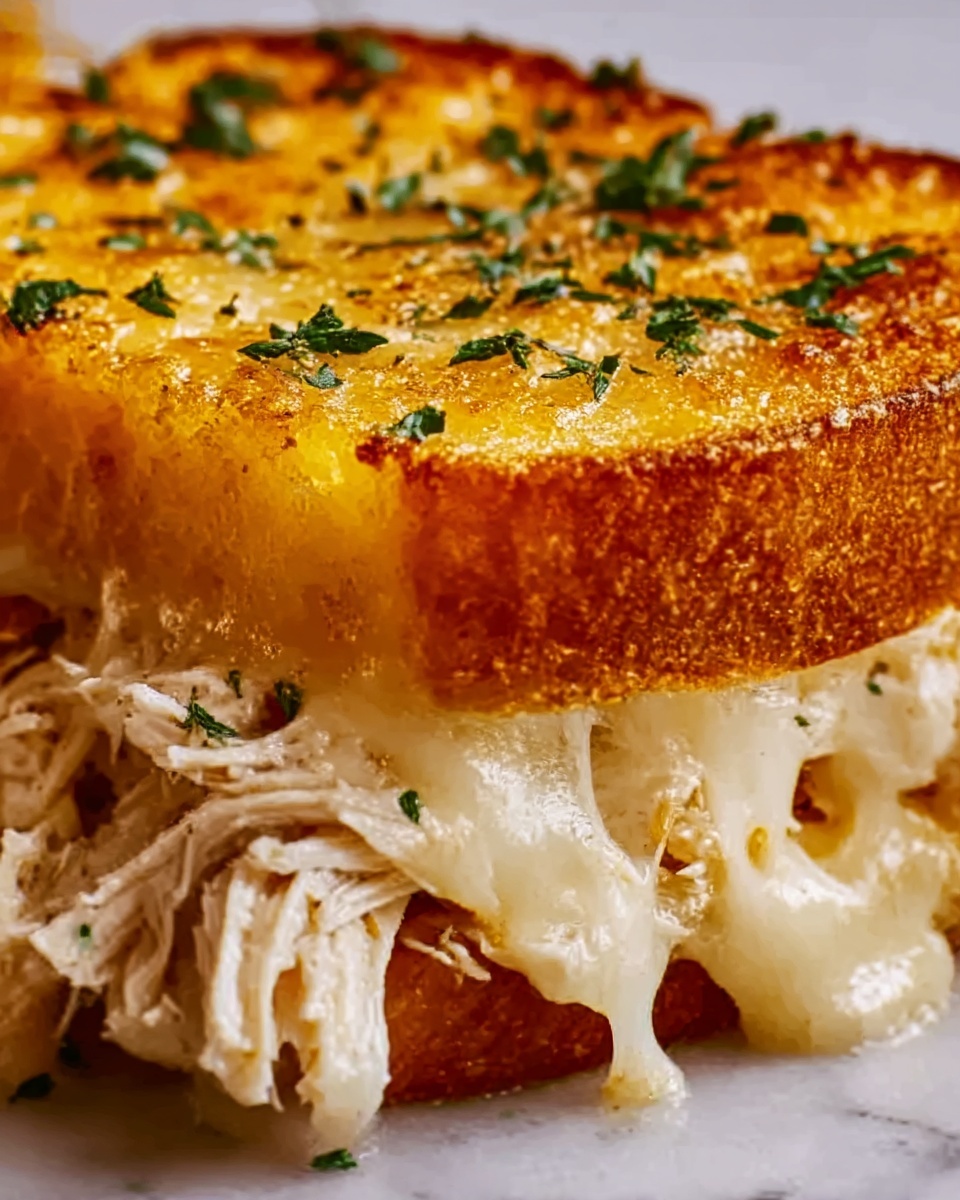 Cheesy Chicken Garlic Bread Sandwich Recipe - Recipe Image