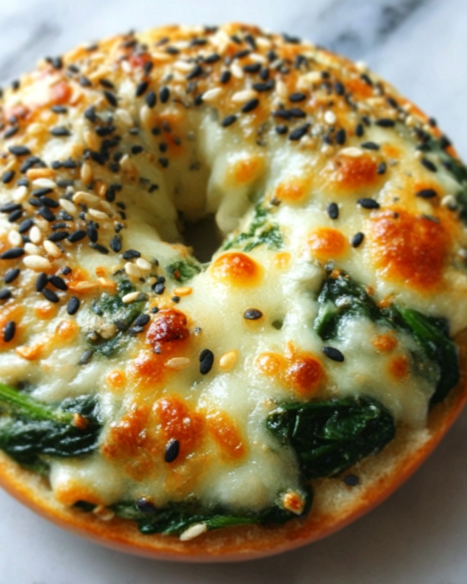 Cheesy Spinach-Artichoke Bagels Recipe - Recipe Image