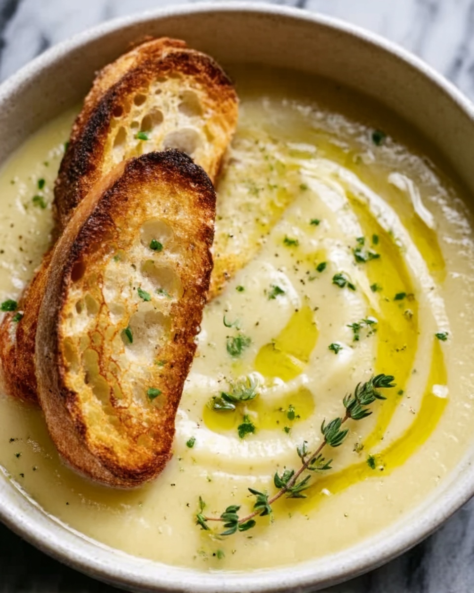 Celeriac Leek Soup with Thyme & Gruyère Toasts Recipe - Recipe Image
