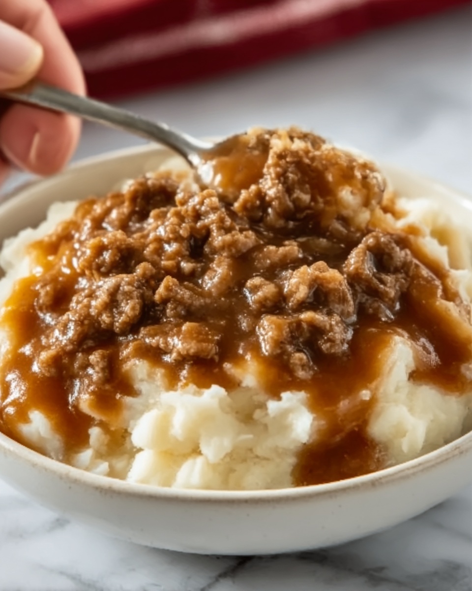 Ground Beef Gravy with Mashed Potatoes Recipe - Recipe Image