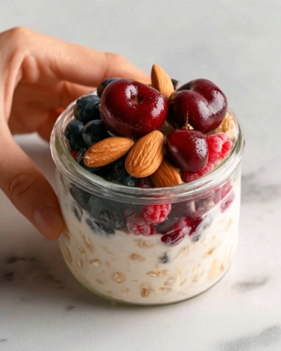 Berry Cherry Almond Overnight Oats Recipe - Recipe Image