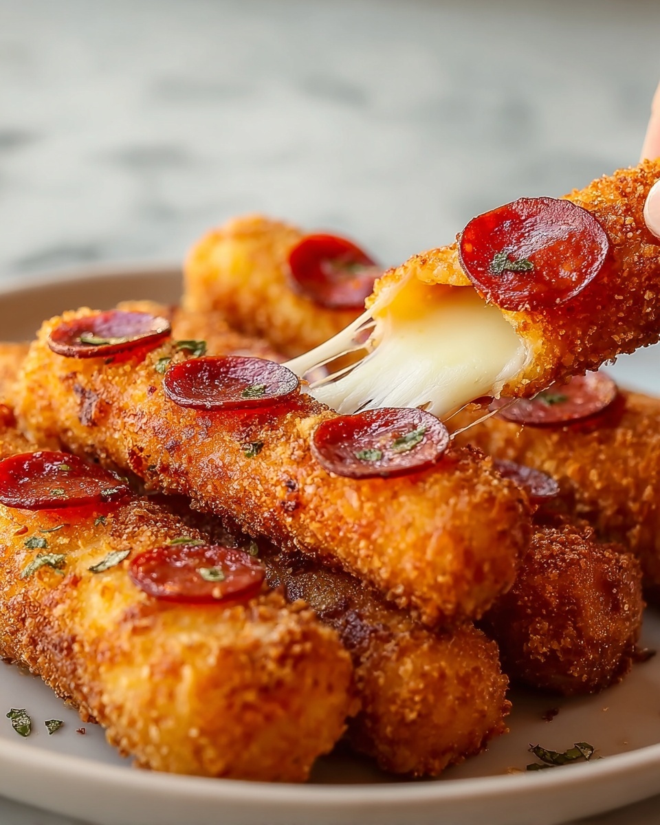 Pepperoni Pizza Mozzarella Sticks Recipe - Recipe Image