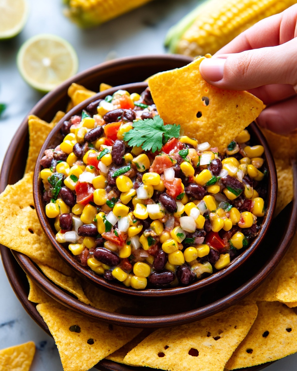 Black Bean and Corn Salsa with Tortilla Chips Recipe - Recipe Image