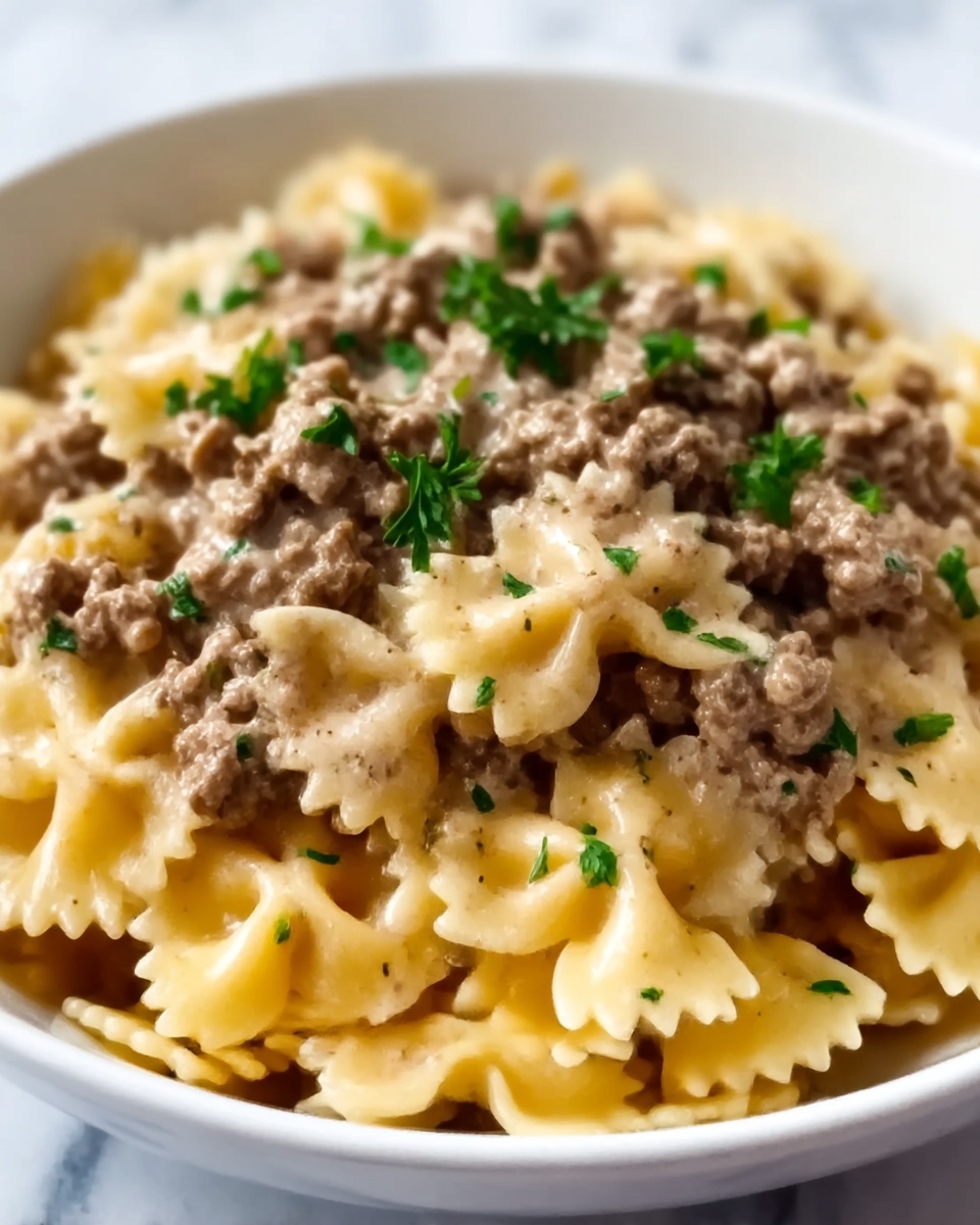 Creamy Beef and Bowtie Pasta Recipe - Recipe Image